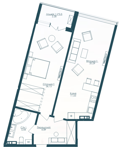 1-кімнатна 75.66 м² в ЖК KANDINSKY Odessa Residence від 51 421 грн/м², Одеса