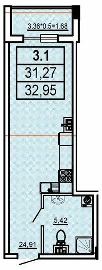 Студия 32.95 м² в ЖК Аполлон от 30 100 грн/м², Одесса