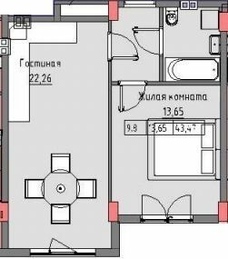 1-кімнатна 43.47 м² в ЖК Приморські Сади від 18 750 грн/м², Одеса