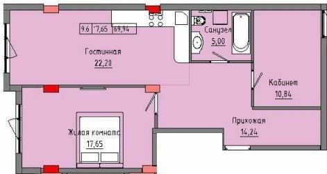 2-комнатная 69.94 м² в ЖК Приморские Сады от 19 850 грн/м², Одесса