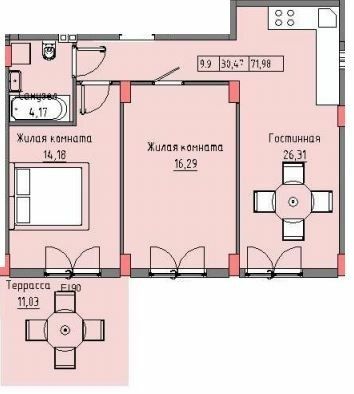 2-комнатная 71.98 м² в ЖК Приморские Сады от 19 850 грн/м², Одесса