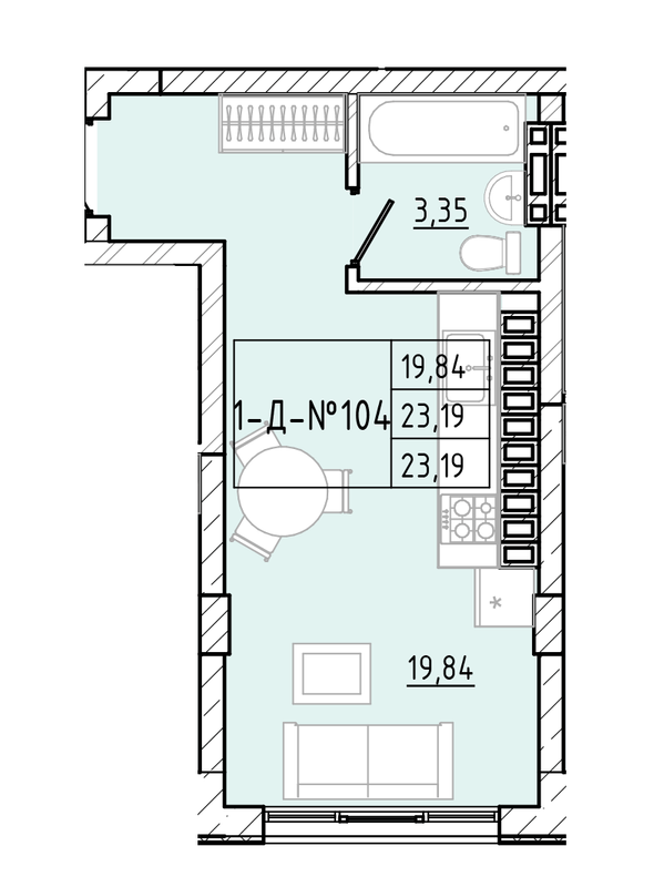 2-комнатная 23.19 м² в ЖК Приморские Сады от 19 350 грн/м², Одесса
