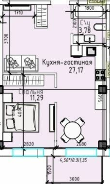 1-комнатная 43.59 м² в ЖК Пространство Eco City (Пространство на Радостной) от 23 150 грн/м², Одесса