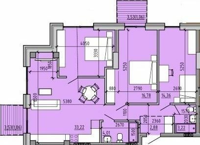 3-комнатная 89.88 м² в ЖК Пространство на 9-й Фонтана от 36 850 грн/м², Одесса