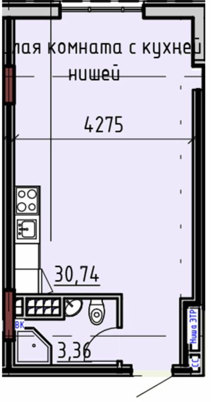 1-комнатная 34.1 м² в ЖК Пространство на Маячном от 39 000 грн/м², Одесса