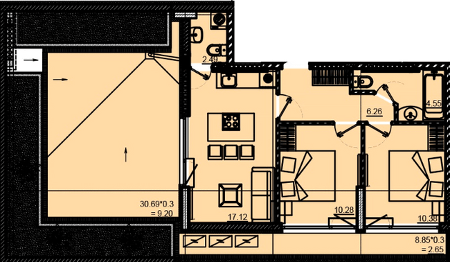 3-комнатная 62.93 м² в ЖК Пространство на Педагогической от 32 300 грн/м², Одесса