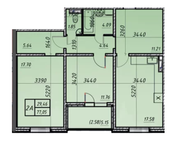 2-комнатная 77.05 м² в ЖК Navigator 2 от 23 000 грн/м², Киев