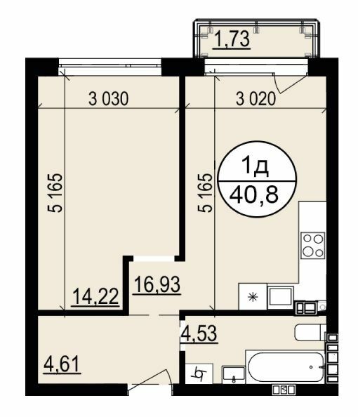 1-комнатная 40.8 м² в ЖК Гринвуд 2 от 19 550 грн/м², пгт Брюховичи