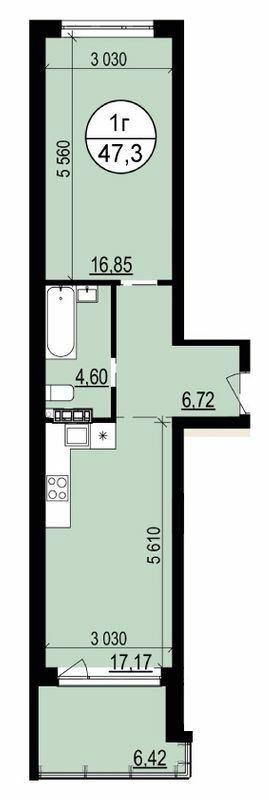 1-комнатная 47.3 м² в ЖК Гринвуд 2 от 19 550 грн/м², пгт Брюховичи