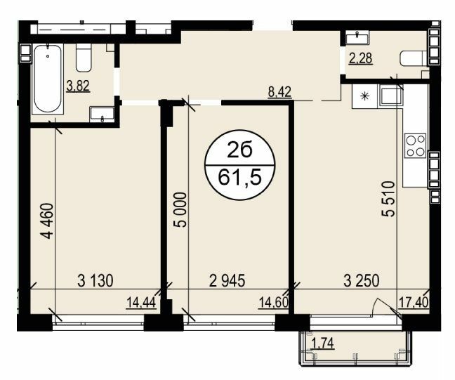 2-кімнатна 61.5 м² в ЖК Грінвуд 2 від 18 800 грн/м², смт Брюховичі