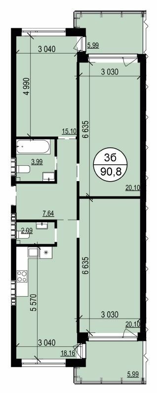 3-комнатная 90.8 м² в ЖК Гринвуд 2 от 19 150 грн/м², пгт Брюховичи