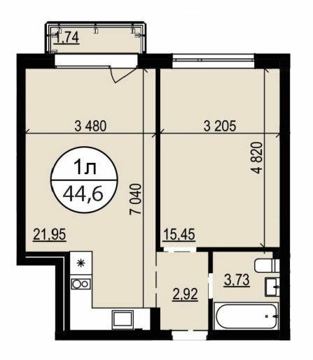 1-комнатная 44.6 м² в ЖК Гринвуд 2 от 19 550 грн/м², пгт Брюховичи