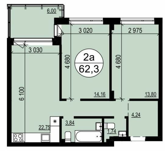 2-кімнатна 62.3 м² в ЖК Грінвуд 2 від 18 300 грн/м², смт Брюховичі