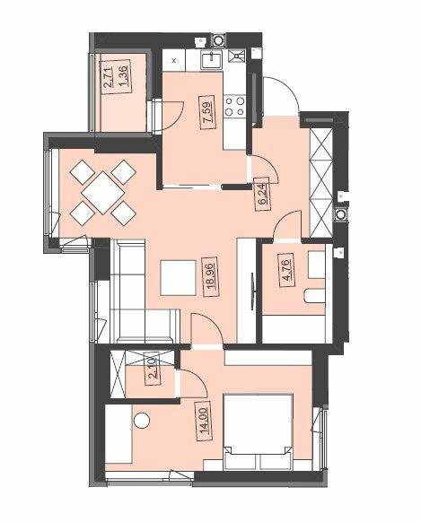 2-комнатная 55.01 м² в ЖК Святой Николай от 16 950 грн/м², г. Бобрка