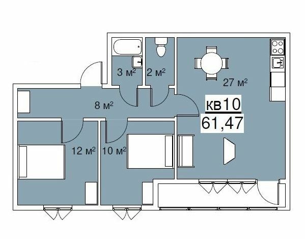 2-комнатная 61.47 м² в ЖК на ул. Куземского от 11 250 грн/м², с. Ременов