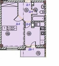 1-комнатная 35.7 м² в ЖК Галіція от 12 000 грн/м², г. Дрогобыч