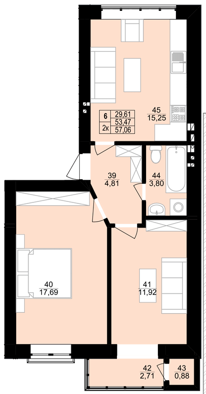2-комнатная 57.06 м² в ЖК Грушевского от 15 150 грн/м², г. Винники