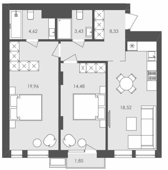 2-комнатная 69.9 м² в ЖК Avalon Yard от 27 000 грн/м², Львов