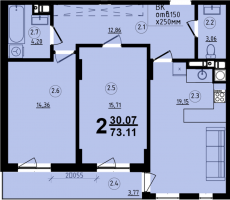 2-кімнатна 73.11 м² в ЖК Globus Central Park від 59 300 грн/м², Львів