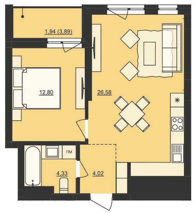 1-кімнатна 49.67 м² в ЖК Mill Town від 38 000 грн/м², Львів