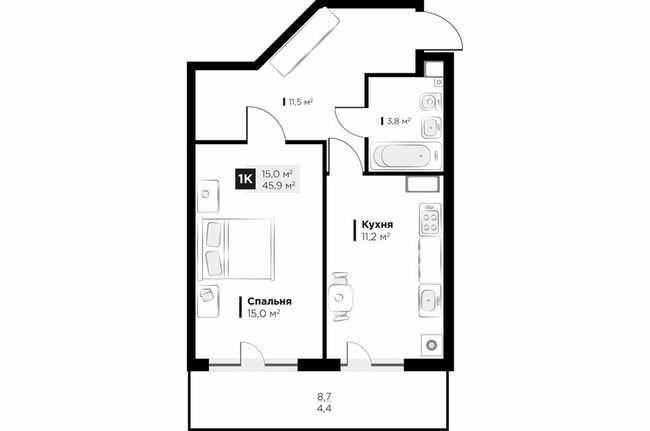 1-кімнатна 45.9 м² в ЖК OBRIY3 від 22 800 грн/м², Львів
