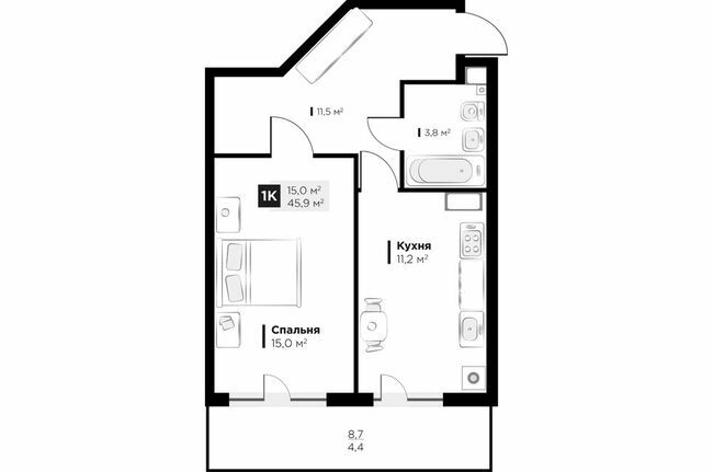 1-комнатная 45.9 м² в ЖК OBRIY3 от 22 800 грн/м², Львов