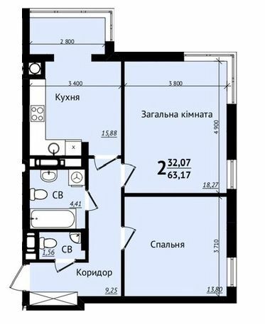 2-комнатная 63.17 м² в ЖК Plus 2 от 26 500 грн/м², Львов