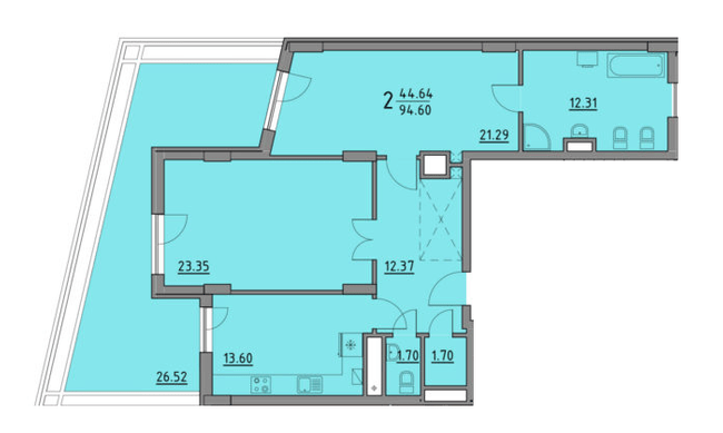 2-комнатная 94.6 м² в ЖК Praud Premium от 34 750 грн/м², Львов