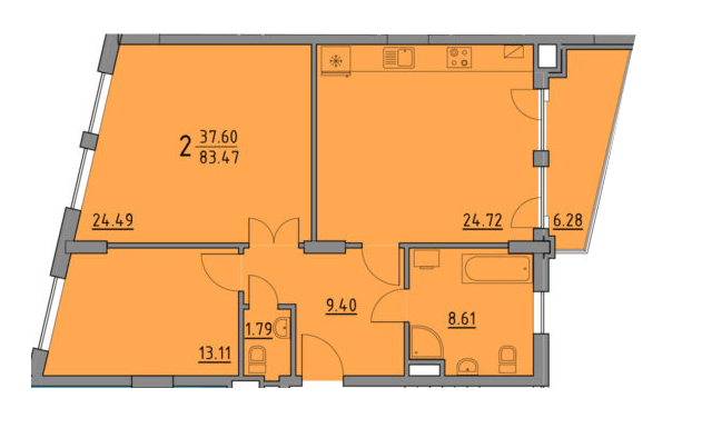 2-кімнатна 83.47 м² в ЖК Praud Premium від 34 750 грн/м², Львів