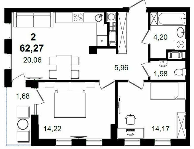 2-комнатная 62.27 м² в ЖК Tiffany apartments от 24 000 грн/м², Львов