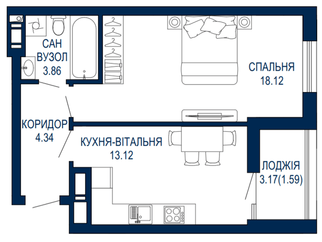 1-комнатная 41.03 м² в ЖК Viking Park от 27 650 грн/м², Львов