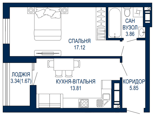 1-кімнатна 42.31 м² в ЖК Viking Park від 27 650 грн/м², Львів