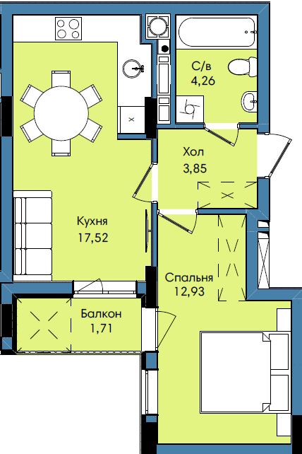 1-комнатная 40.27 м² в ЖК Washington City от 23 200 грн/м², Львов