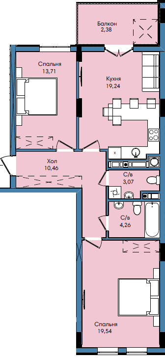 2-кімнатна 72.66 м² в ЖК Washington City від 23 750 грн/м², Львів