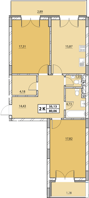 2-кімнатна 80.06 м² в ЖК Гіацинт-Люкс від 48 000 грн/м², Львів