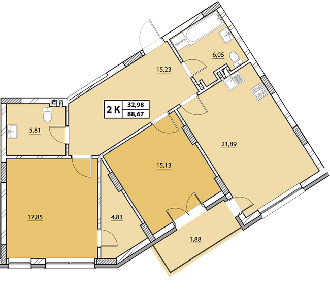 2-кімнатна 88.76 м² в ЖК Гіацинт-Люкс від 40 550 грн/м², Львів