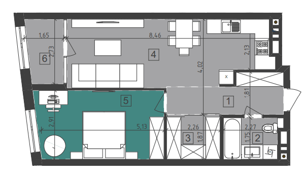 1-комнатная 57.3 м² в ЖК Парус City от 29 000 грн/м², Львов