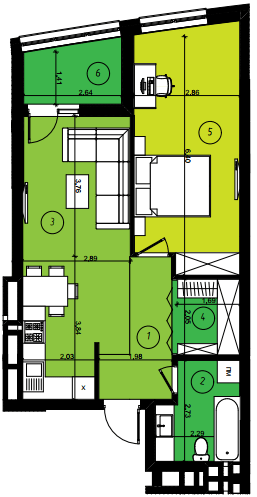 1-комнатная 57 м² в ЖК Парус Smart от 23 200 грн/м², Львов