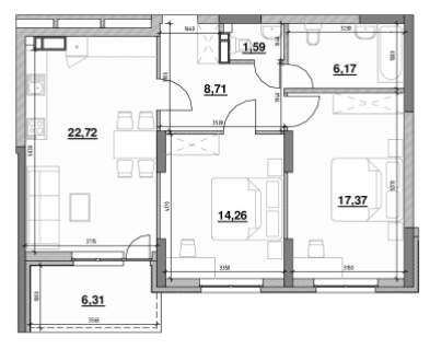 2-комнатная 77.13 м² в ЖК OK`LAND от 30 711 грн/м², Киев