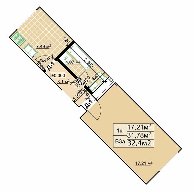 1-кімнатна 32.4 м² в ЖК Столичний квартал від 13 300 грн/м², м. Коломия