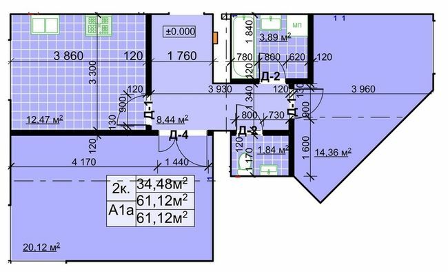 2-кімнатна 61.12 м² в ЖК Столичний квартал від 13 300 грн/м², м. Коломия