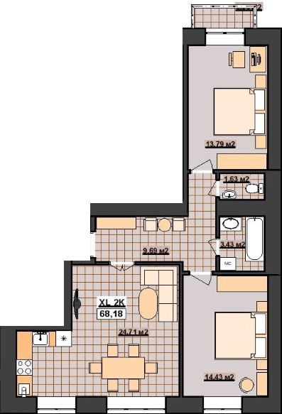 2-комнатная 68.18 м² в ЖК Гетьманский от 12 500 грн/м², Ивано-Франковск