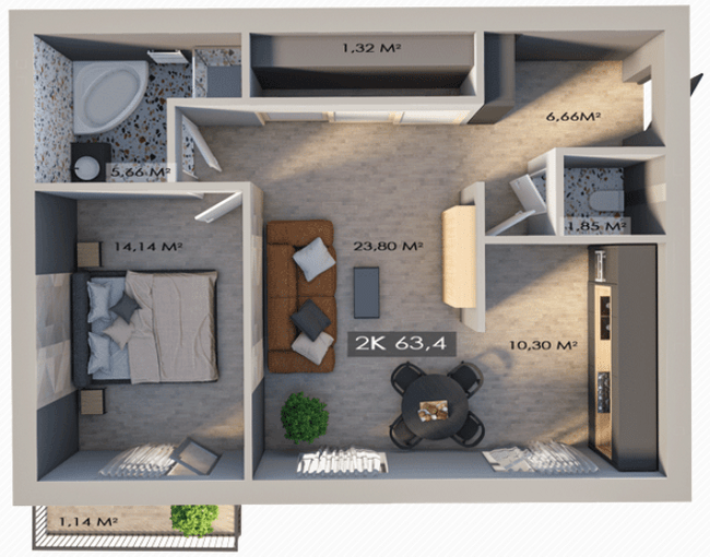 2-комнатная 63.4 м² в ЖК Клубный городок 12 от 17 000 грн/м², Ивано-Франковск