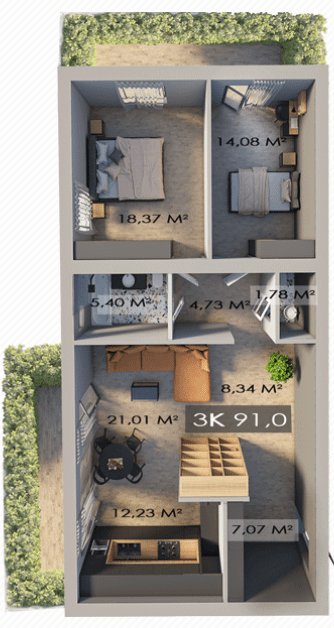 3-комнатная 91 м² в ЖК Клубный городок 12 от 17 000 грн/м², Ивано-Франковск