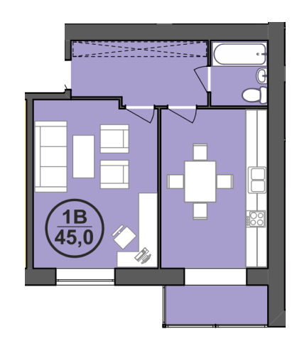 1-комнатная 45 м² в ЖК Городок Центральный от 12 300 грн/м², Ивано-Франковск