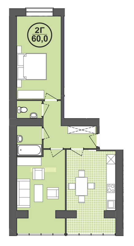 2-кімнатна 60 м² в ЖК Містечко Центральне від 11 000 грн/м², Івано-Франківськ