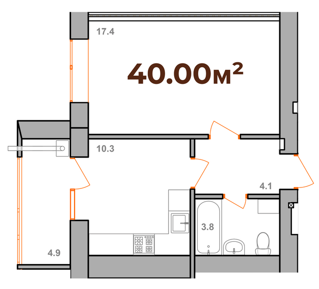 1-комнатная 40 м² в ЖК Опрышевская Слобода от 11 200 грн/м², Ивано-Франковск
