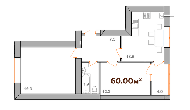 2-кімнатна 60 м² в ЖК Опришівська Слобода від 11 200 грн/м², Івано-Франківськ