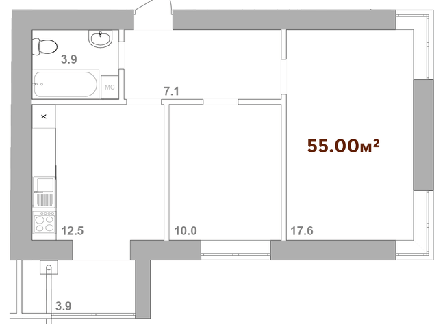 2-кімнатна 55 м² в ЖК Опришівська Слобода від 13 050 грн/м², Івано-Франківськ