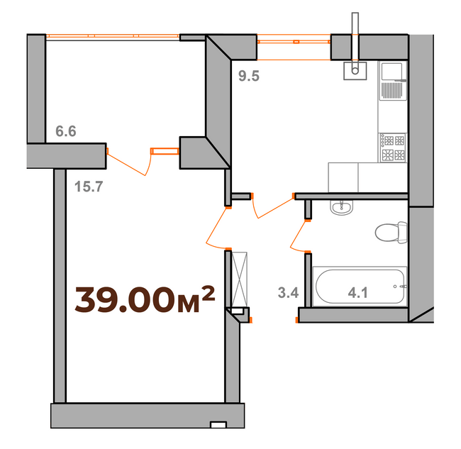 1-кімнатна 39 м² в ЖК Опришівська Слобода від 10 500 грн/м², Івано-Франківськ